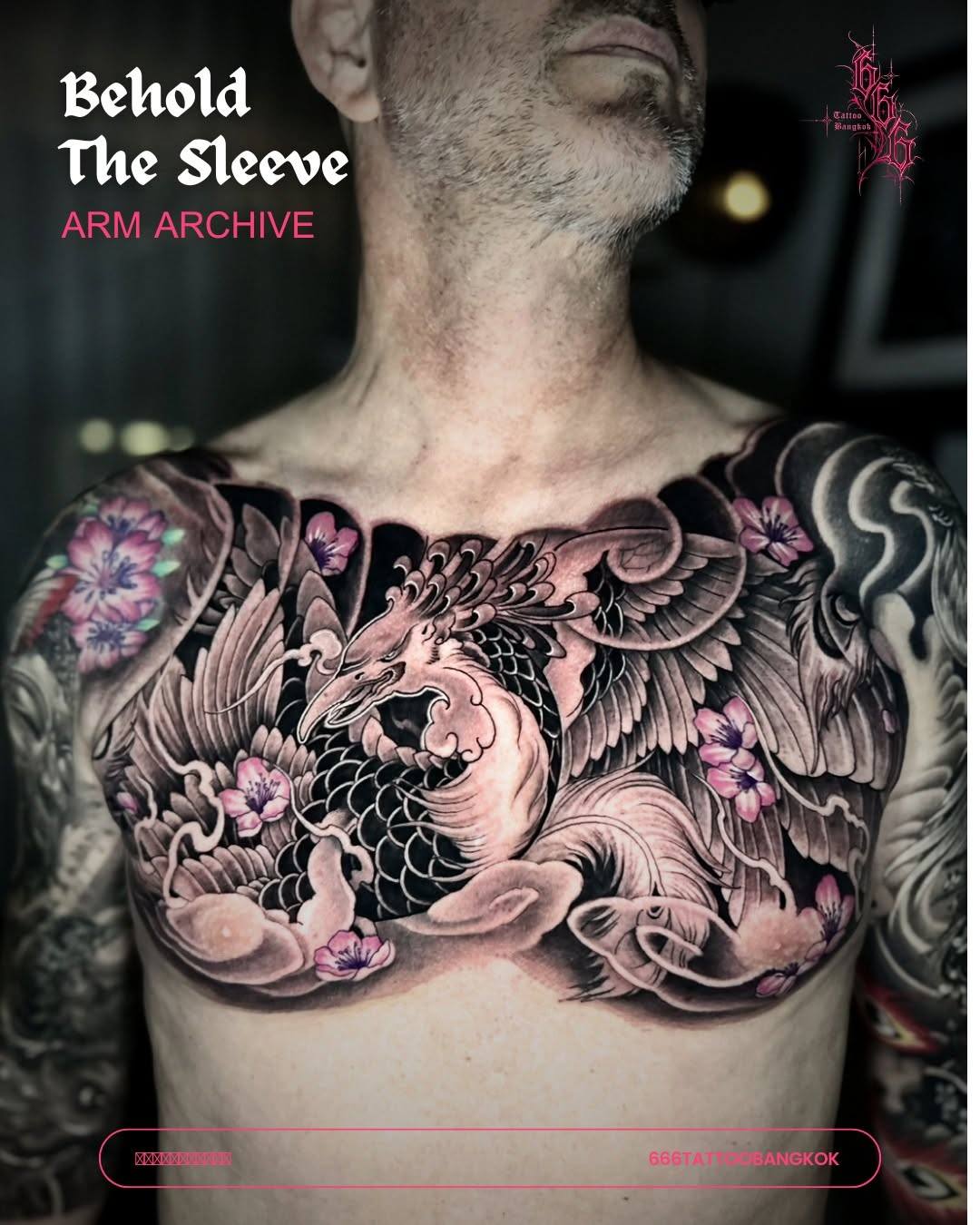 Phoenix Chest โดย 666 Tattoo Bangkok
