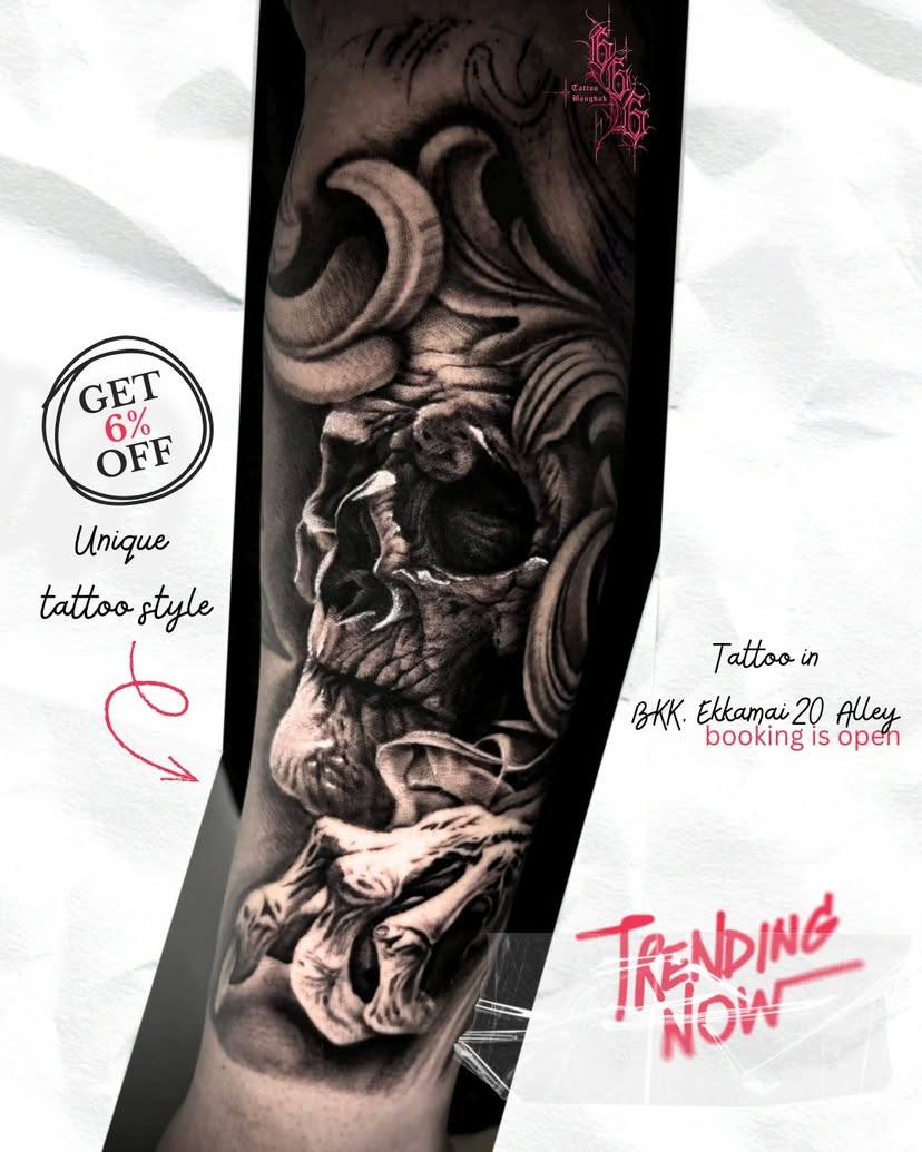 Skull Study โดย 666 Tattoo Bangkok